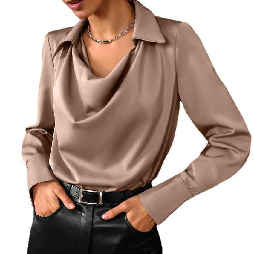 Chemise Drapée à Col Asymétrique Femme