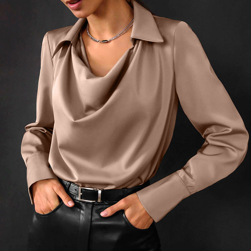 Chemise Drapée à Col Asymétrique Femme