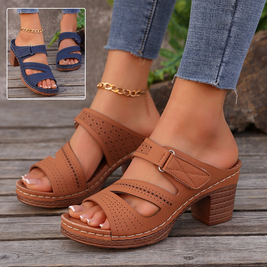 Mules à Talons Carrés Été Femme