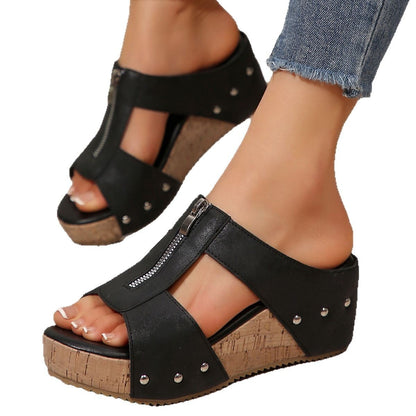 Mules Compensées Ouvertes Grandes Tailles