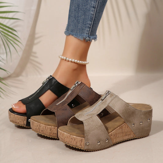 Mules Compensées Ouvertes Grandes Tailles
